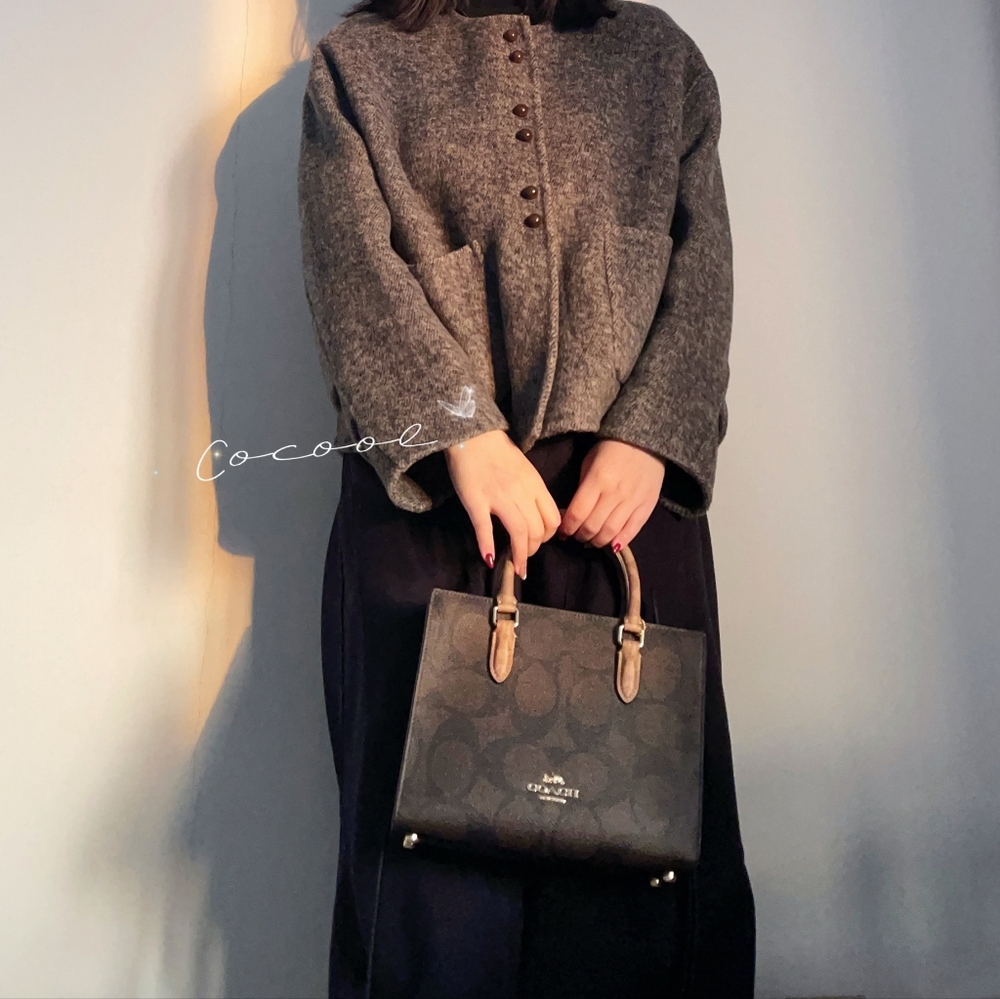 NWT!COACH MAGGIE SMALL TOTE BAG IN BLOCKED SIGNATURE CANVAS (COACH CY676) - Picture 9 of 10